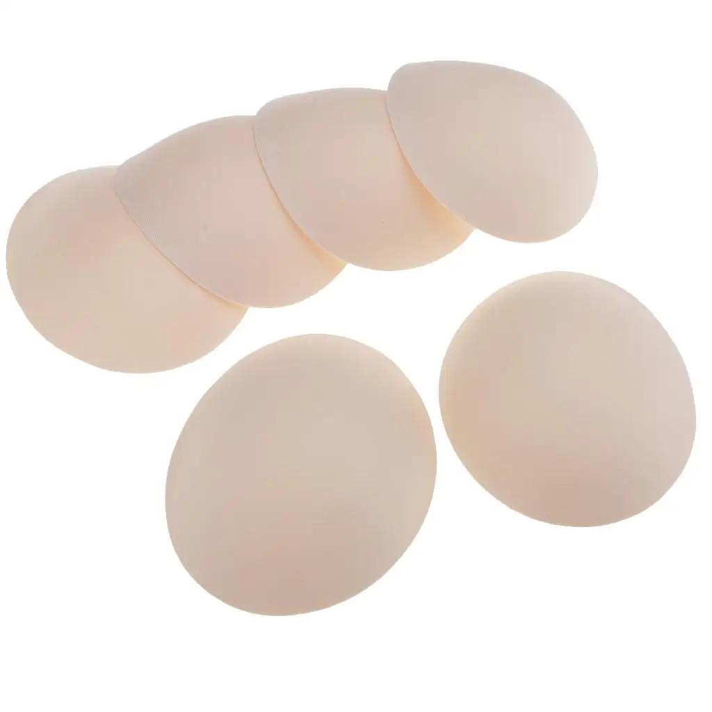 3 Pairs Women Beige Soft Round Bra Pads Inserts for Sports Bikini Top Swimsuit Bras Cover Pad Breast Bra Implant Chest Paste