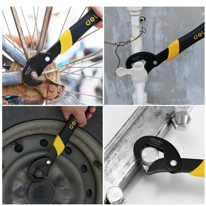 Deli ชุดประแจเหล็กคาร์บอนสูงมัลติฟังก์ชั่กลางแจ้งประแจแบบพกพาปรับได้อเนกประสงค์ประแจวงล้อทนต่อการสึกหรอ