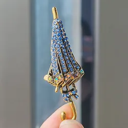 Vintage Creative Rhinestone Umbrella Brooches For Womem Men Suit Clothing Accessories Fashion Elegant Brooch Pin Jewelry Gifts