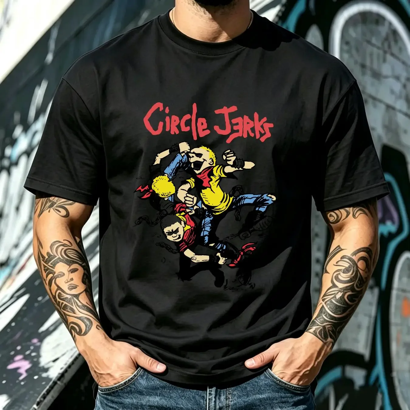 washed T Shirt Circle Jerks Thrashers Punk Rock TE1643 long or short sleeves vintage Washed designer clothes fashion Stretched
