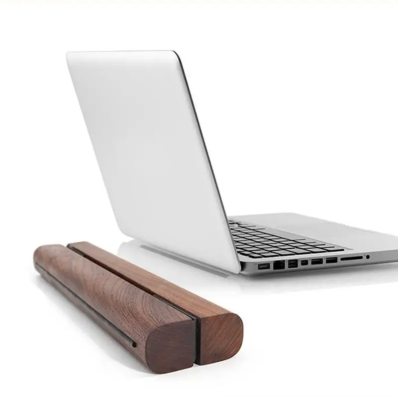 Desk Laptop Holder Ergonomic Laptop Stand Stable Vertical Non-slip Grip Wooden Laptop Holder With Compact Design For Cooling