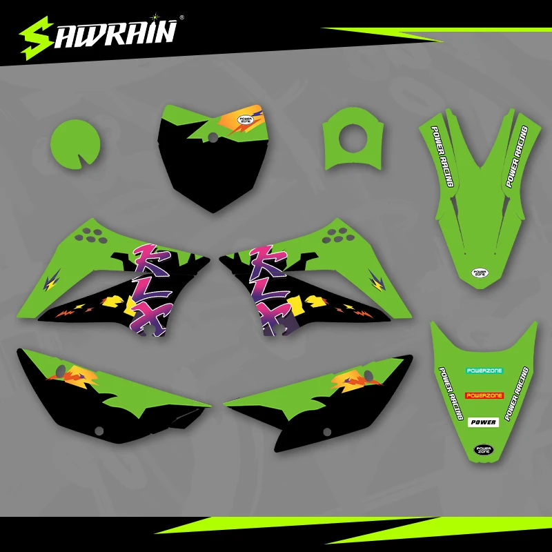 

Sawrain Motorcycle Graphics Backgrounds Decal Stickers Kits for KAWASAKI 10-20KLX110 03