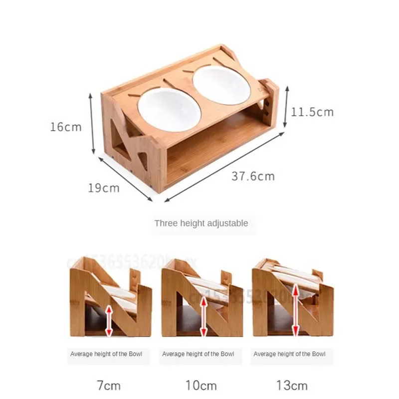 Imagem -05 - Altura Ajustável Cat Bowl Bacia de Elevação Inclinado Alimentador Cerâmico para Animais Alimentação Ergonômica Aço Inoxidável