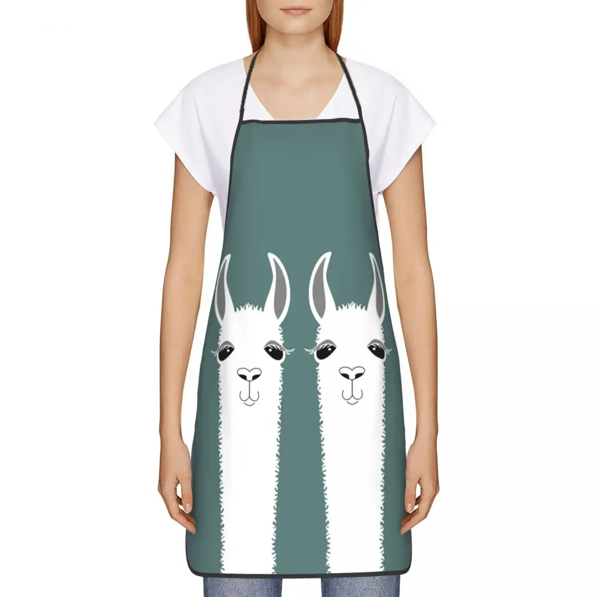 Custom Bib Cute Llama Twins Aprons Men Women Unisex Adult Chef Kitchen Cooking Animal Pattern Alpaca Tablier Cuisine Gardening