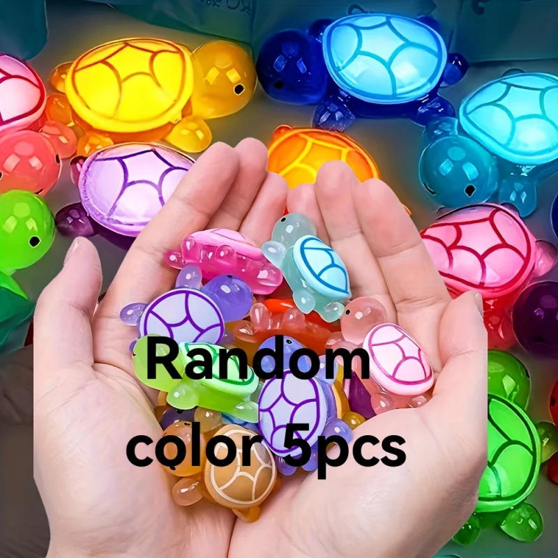 5Pcs Luminous 3D Turtle Figurines - Colorful Translucent Plastic Decorations,Suitable For Crafts, Party Gifts,Classroom Rewards,