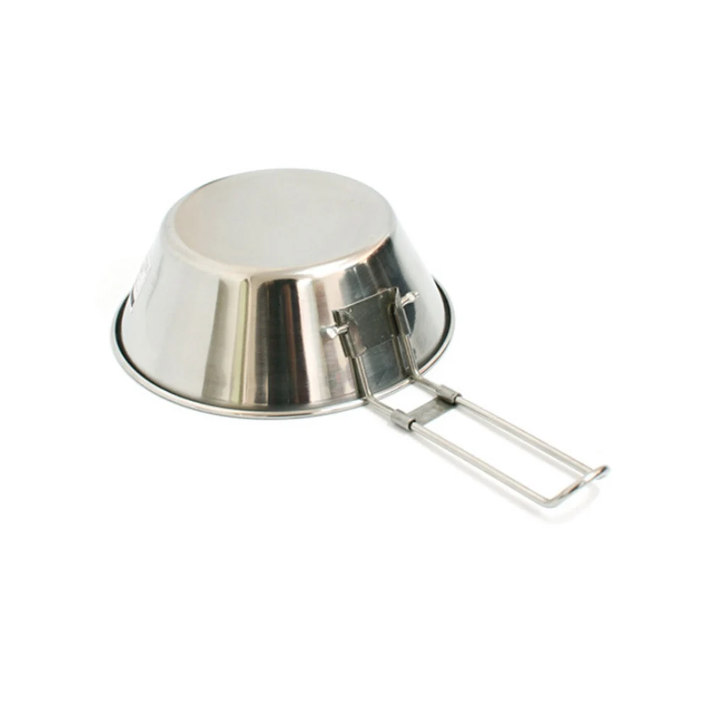 

Water Cup Folding Bowl of Outdoor Camping Stainless Steel with Handle Foldable Silver