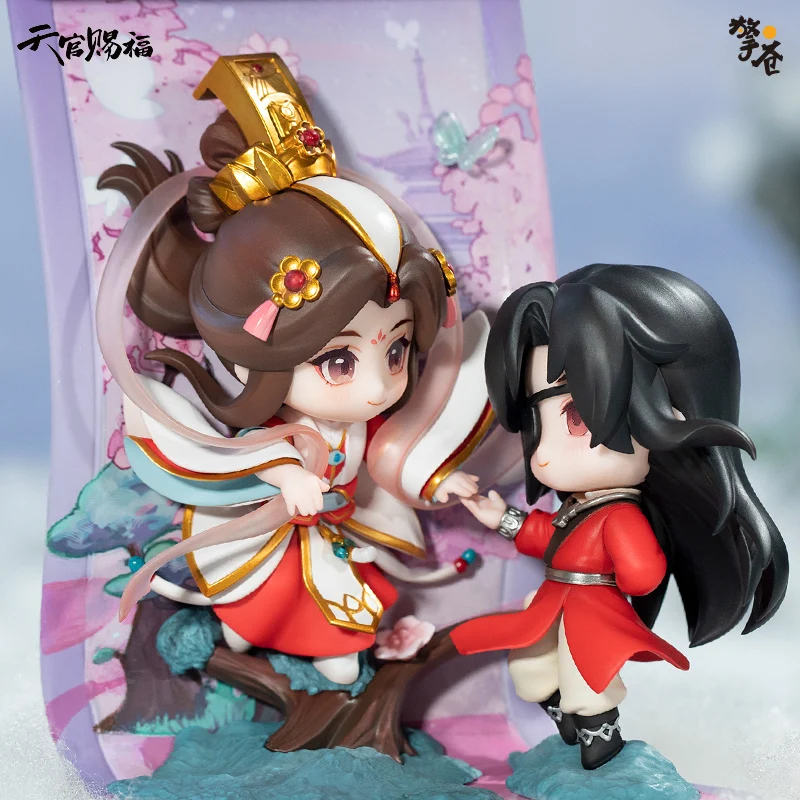 17cm Genuine TGCF Heaven Official's Blessing Anime Figure Hua Cheng San Lang Xie Lian Scroll Action Figure Q Version Model Toy