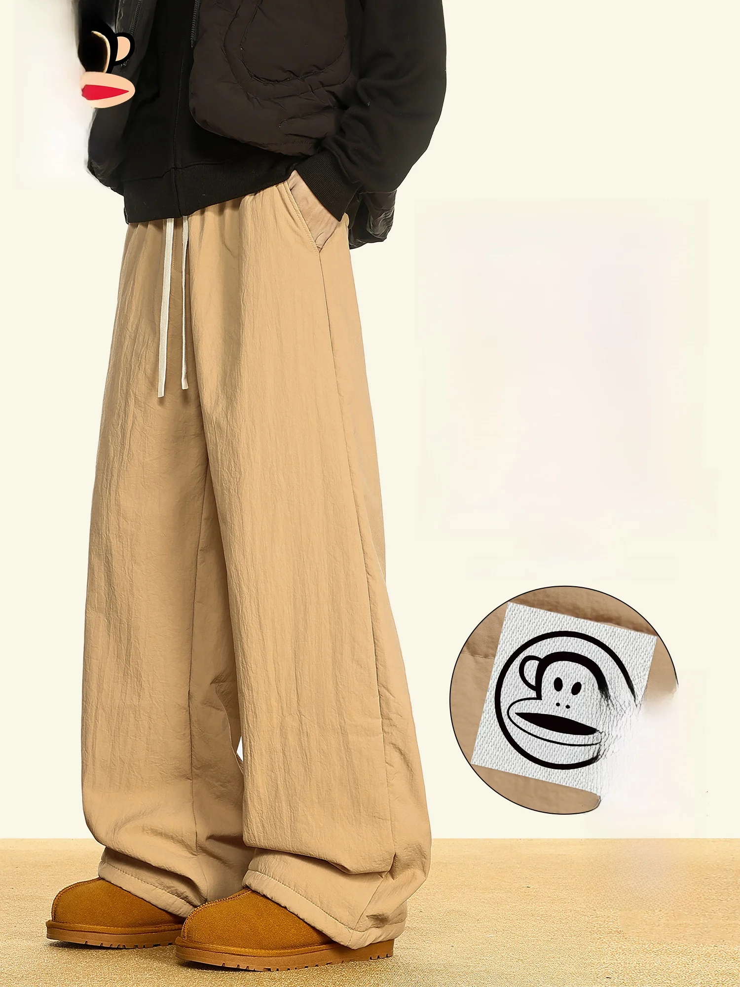 

Мужские повседневные брюки Paul Frank из утолщенного вельвета, прямого кроя, зимние теплые брюки для отдыха, молодежные модные базовые однотонные брюки