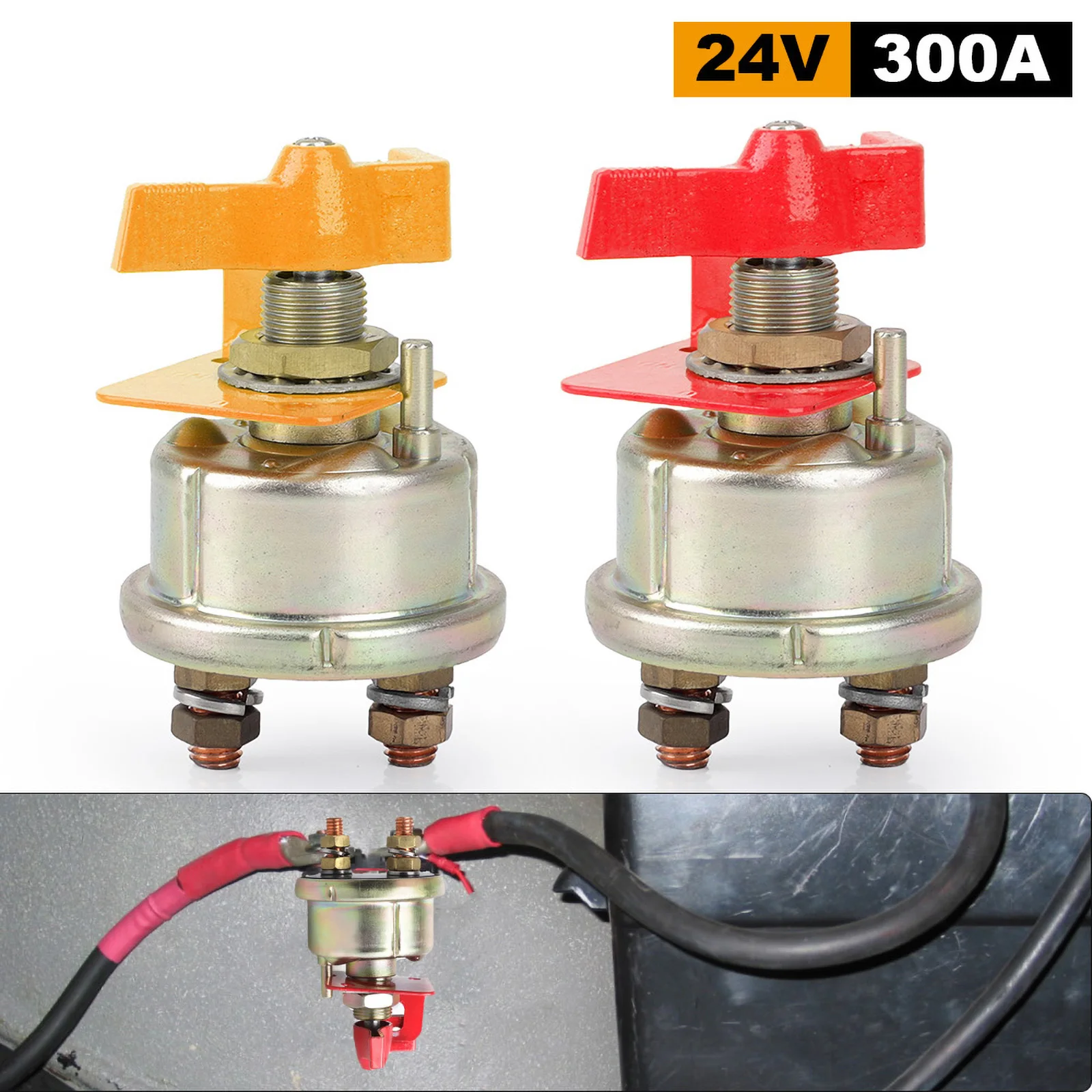 for Camper Boat Truck RV Car 12V Marine Rotary Battery Switch 300A Cut Off Rotating Isolator with Keyhole