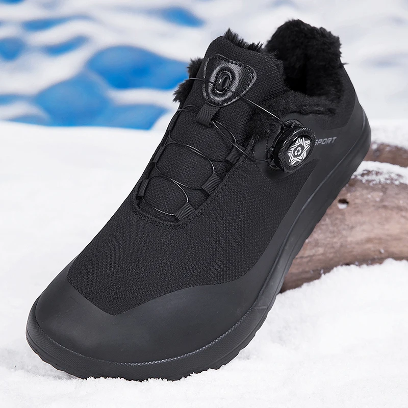 New Winter Warm Snow Barefoot Casual Shoes Waterproof Non-Slip Women Men Hiking Shoes Outdoor Warm Fur Work Ankle Shoes Big Size