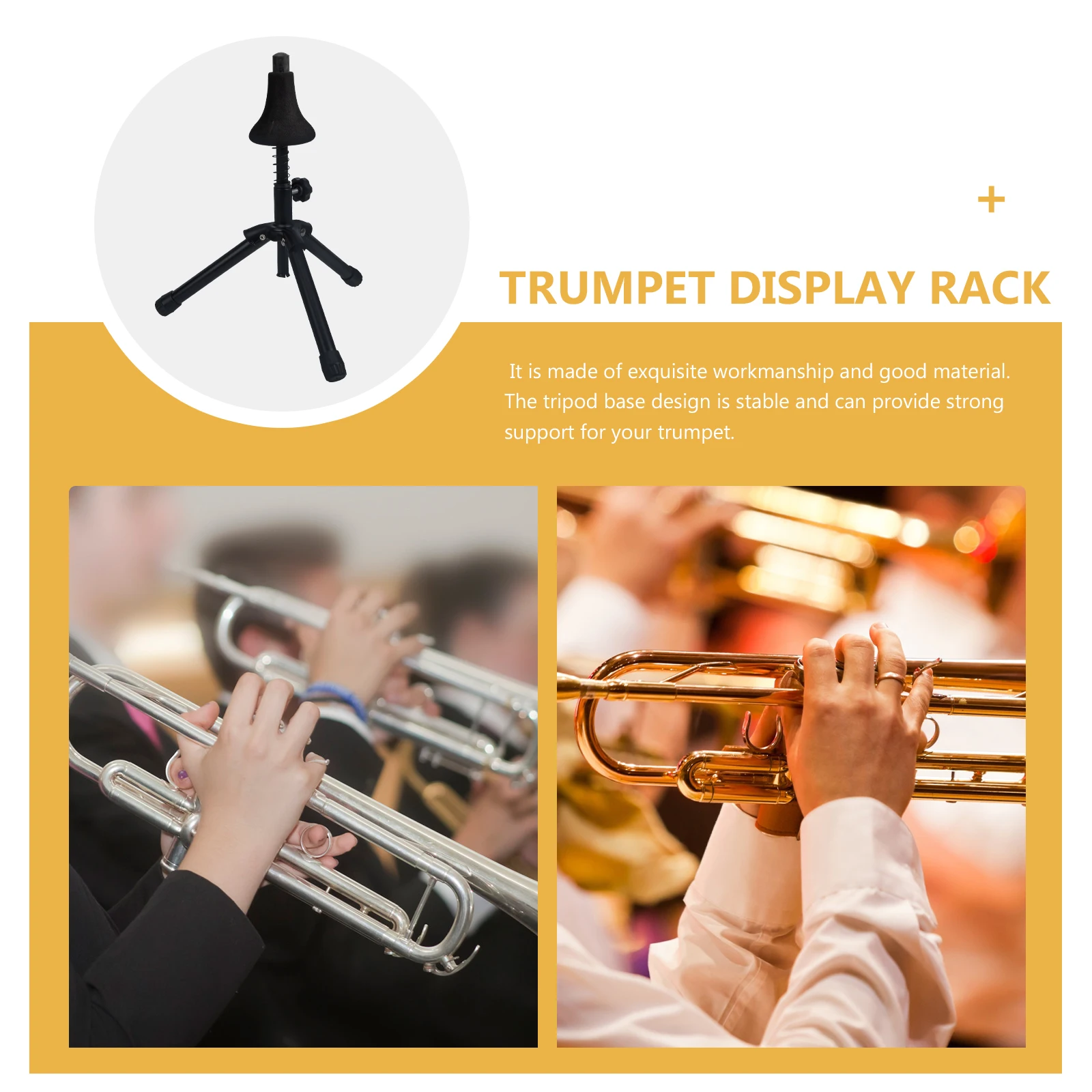 

Foldable Iron Trumpet Stand Easy Carry Indoor Outdoor Sponge Material Prevent Scratches Tripod Base Stable Durable Musical