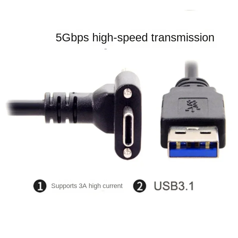 Down up angular usb 3.1 tipo-c parafuso duplo travamento para dados usb3.0 gl3523 cabo repetidor 90 graus 8.0m para câmera oculus quest link