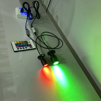 Rgb Led Spot Işık Usb 5V Uzaktan Karartma Mini Ampul 1W 3W Kabine Vitrin Dollhouse Takı Lamba Sahne KTV Bar Işık
