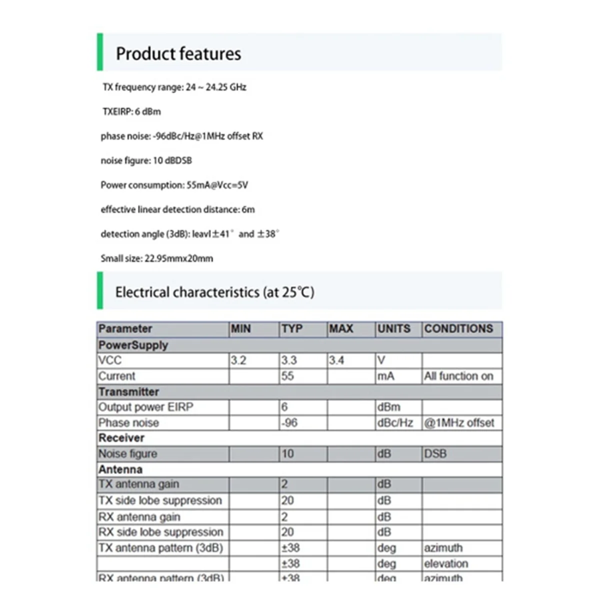 24G Millimeter Wave Radar Sensor LD116 Intelligent Low Power Human Body Sensor Module Movement Detection Sensor