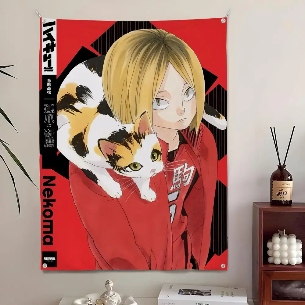 H-Haikyu Kozume Kenma Cartoon-Wandteppich, Hintergrundkunst, Dekor für Schlafzimmer, Wohnzimmer, Bar, Garten, Outdoor-Wanddekoration
