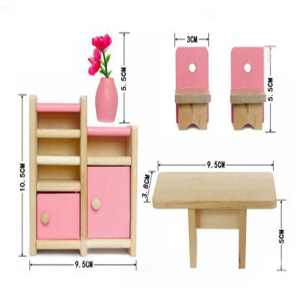 

Handmade Wooden Miniature Furniture Set House Kids Gift Bathroom Sturdy Traditional Design Bedroom Accessory