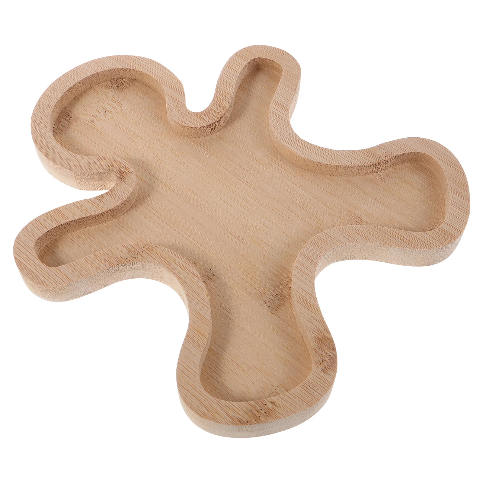 

Wood Gingerbread Man Tray Decorative Holiday Serving Platter Snack Dessert Candy Holder Christmas Festive Table Decor