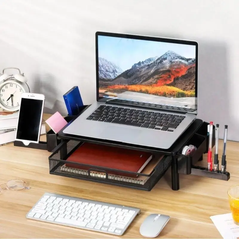 L41F 3 Chiều cao Cấp độ Màn hình kim loại Đứng máy tính xách tay với giá đỡ điện thoại ngăn kéo