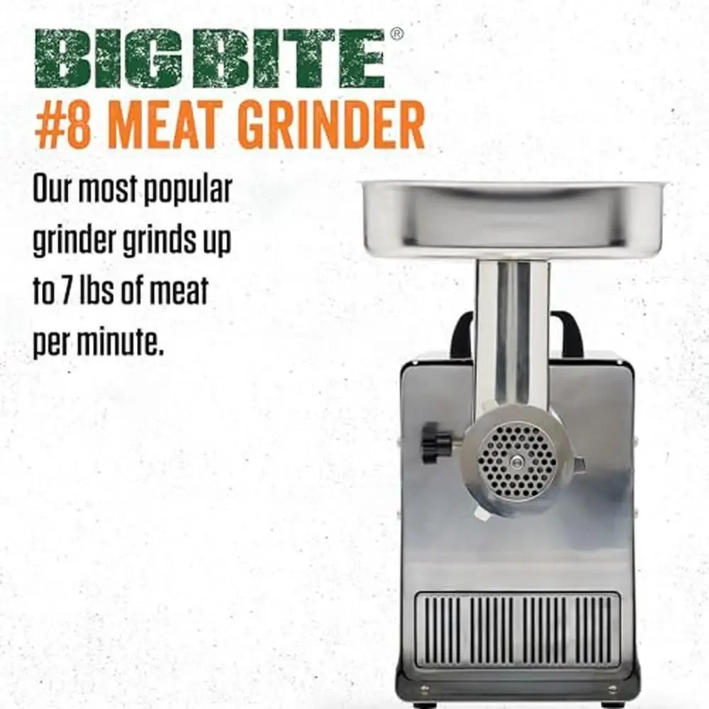 Electric Meat Grinder #8 Stainless Steel Kit 0.5HP High Torque Motor Deer Game Processing