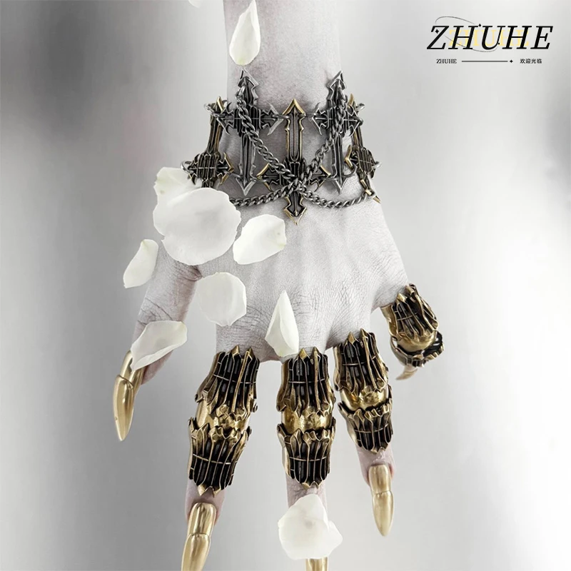 Retro Battle Style Jewelry Accessories, Copper Alloy Material Ring for Women Men, 3D Carved Armor Knuckle Ring Gothic Subculture