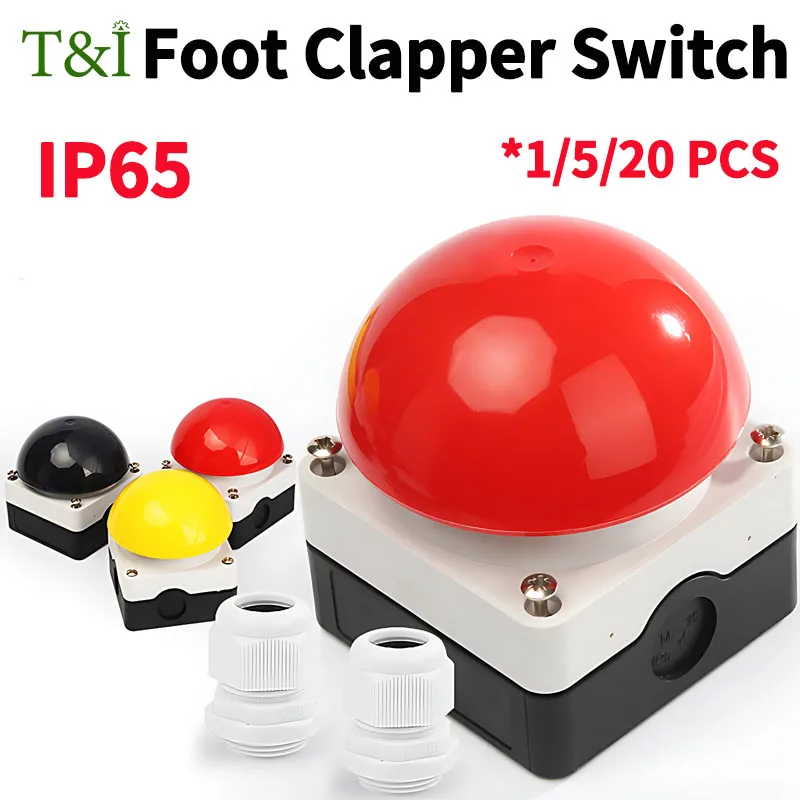 Interruptor de Mão Clap Foot Interruptor de Botão de Resposta Auto Reconjunto Parada de Emergência Travamento Automático Ip65 Impermeável 1on1nc 2on 2nc 20 Pcs