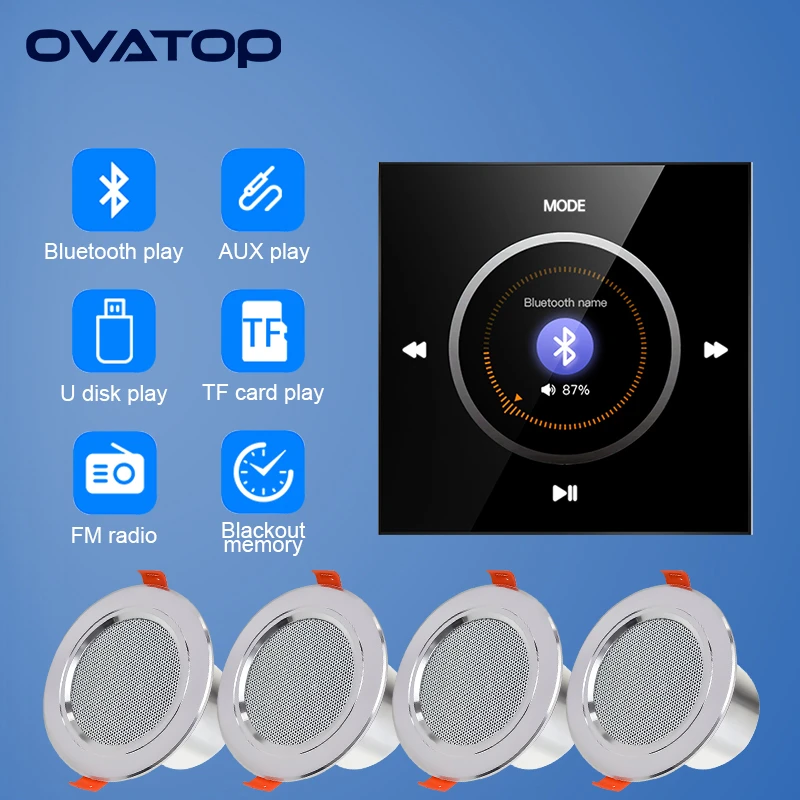 

86X Home audio in wall amplifier Background music player system bluetooth sound amplificador control panel with ceiling speaker
