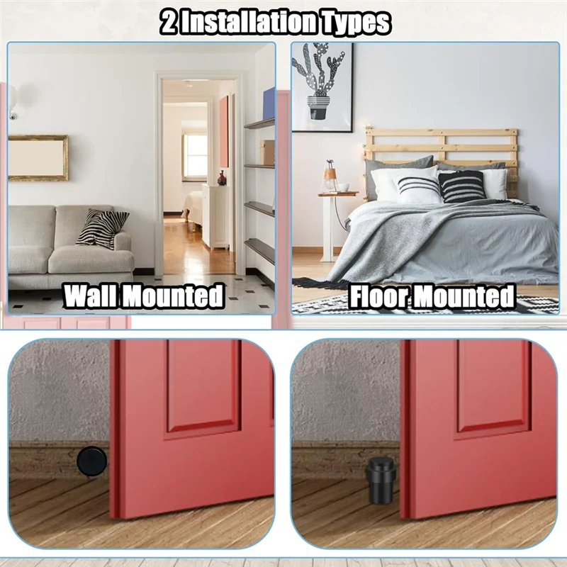 BAAJ-10Pcs Floor Mount Door Stop Cylinder Floor Door Stop Rubber Bumper Black Door Frame Wall Protect Door Bottom