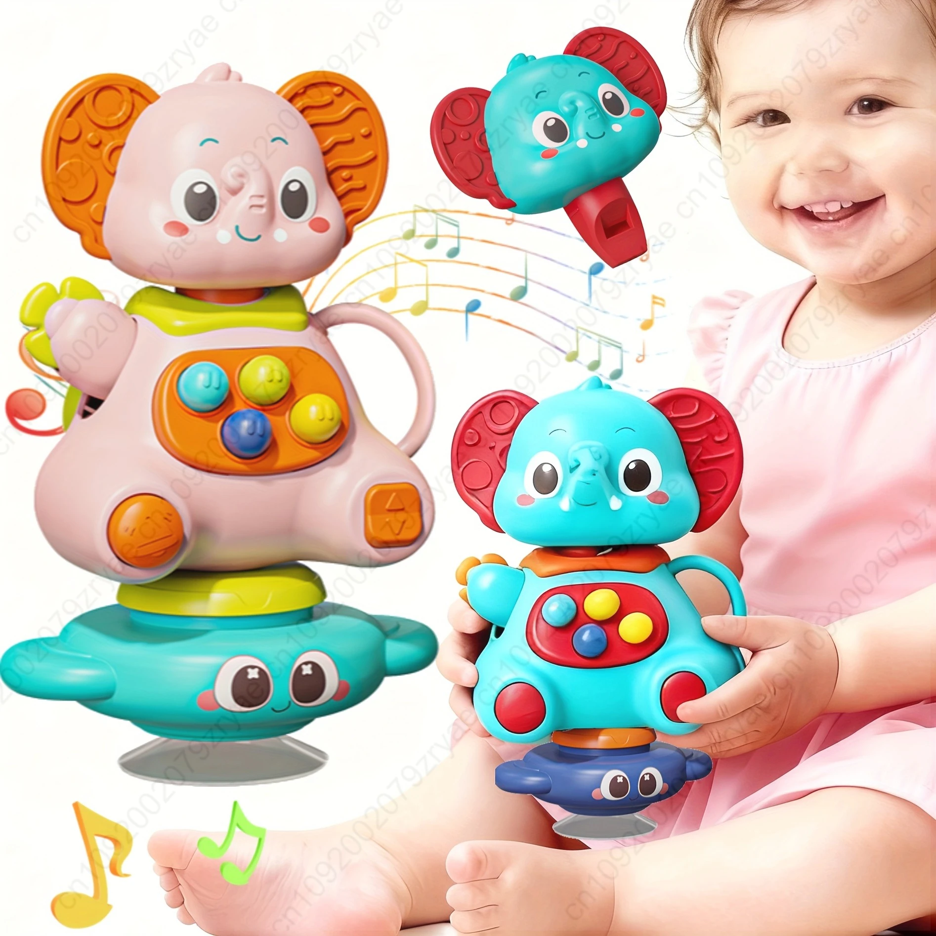 Brinquedo de chocalho para bebês com formas de elefante - Brinquedo de desenvolvimento sensorial para bebês e crianças pequenas, cores misturadas - coordenação mão-olho,