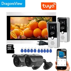 Dragonsview-Video Porteiro para Casa, Tela Sensível Ao Toque RFID, WiFi, Porta Sem Fio, Sistema De Segurança Do Telefone, Desbloqueio De Gravação, 1080p, 7