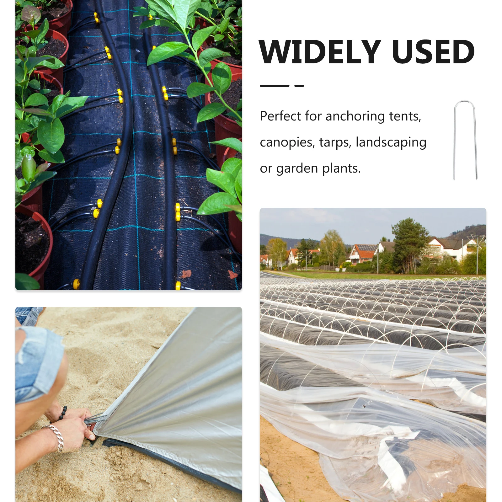 

50Pcs Galvanized Ground Pegs U-Shaped Stakes for Garden Greenhouse Outdoor Anchor Tent Nails Ground Cloth Fixing Stakes