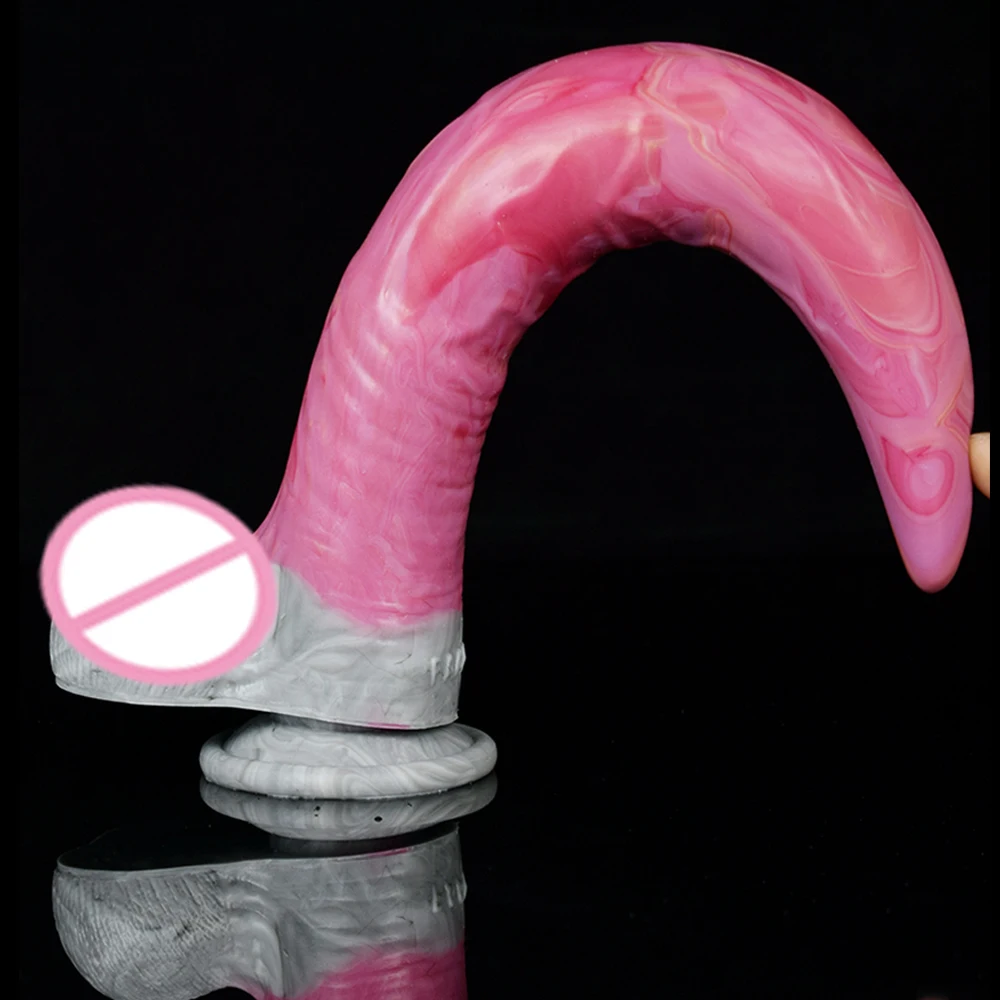 FAAK Gory Raw Meat Color Deer Dildo With Suction Cup Silicone Animal Penis Flexible Female Masturbator Anal  Massage Sex Toys