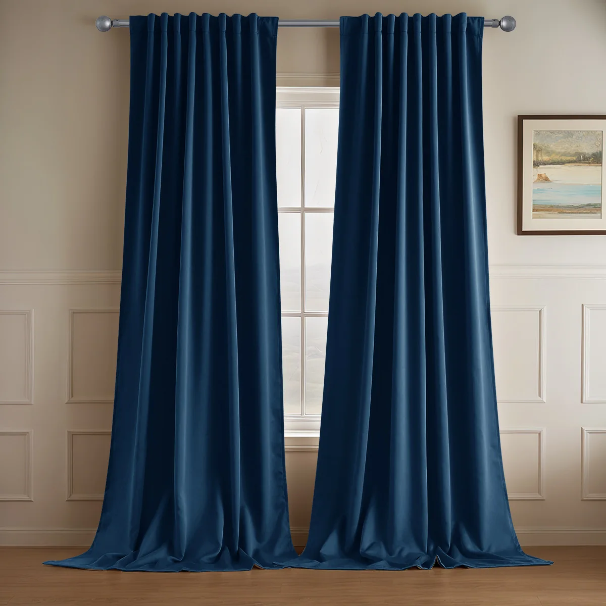 1Set Modern Solid Color Full Blackout Multi-functional Pole Curtain Curtain For Bedroom Living Room Kitchen