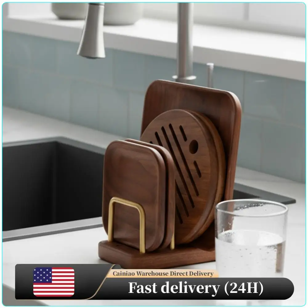 

Многоуровневая подставка для разделочных досок и крышек, износостойкая деревянная дренажная подставка для кухонной столешницы