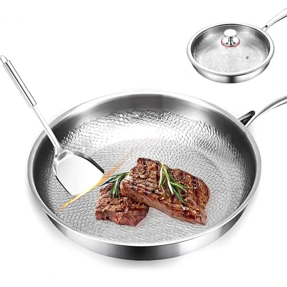 

Сковорода с антипригарным покрытием, устойчивая к царапинам, прочная сковорода с крышкой для здорового приготовления пищи на газовом электрике, многофункциональная