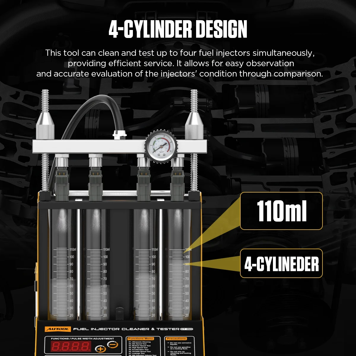 AUTOOL Auto-Kraftstoffeinspritzdüsen-Reiniger-Tester CT150 EFI MPI SFI Ultraschall-Auto-Tester Reinigungsmaschine Reiniger-Tester 110-230V PK V308 – Detail 7