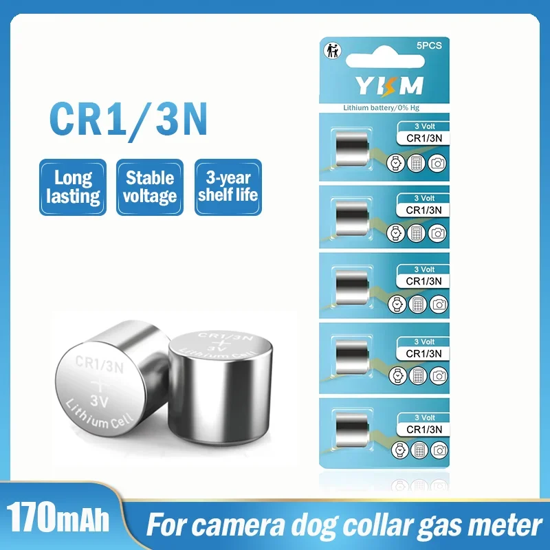 5PCS CR1/3N DL-1/3N CR-1/3N CR13N 170mAh  3V Lithium Battery for M6 M7 Camera Dog Bark Collar Laser Sight Button Batteries