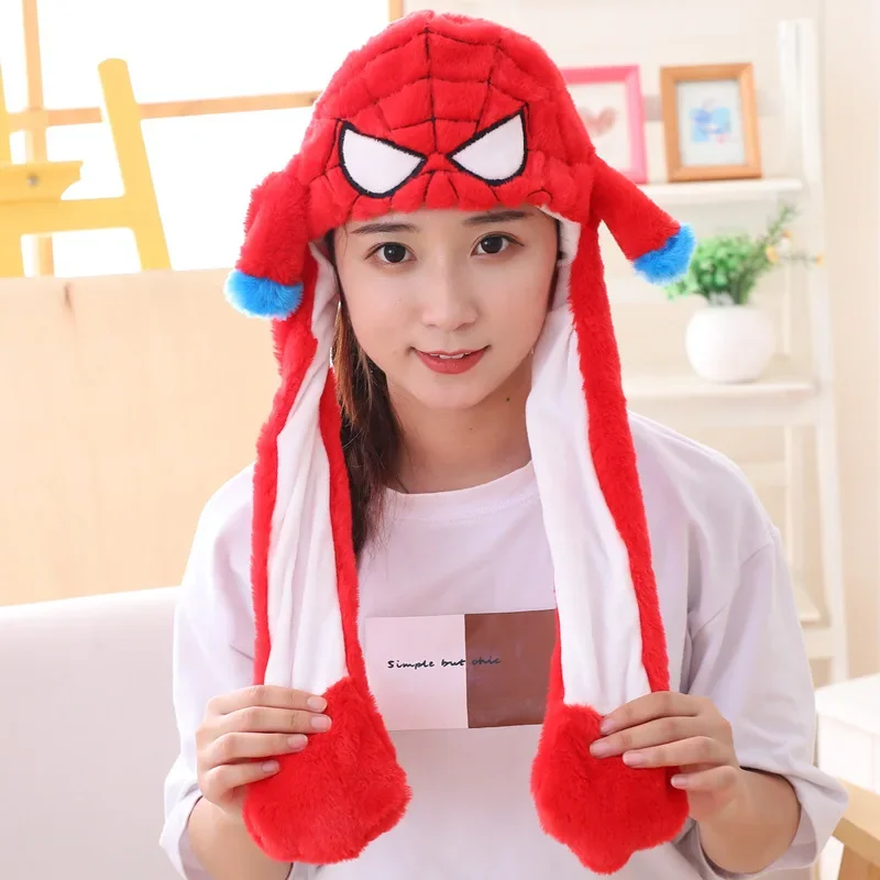 2025 Hot Spiderman Air Bag Stuffed Animals & Plush Hat Rabbit Ears Hat A Pinch of Ears Will Move The Rabbit Colorful Cap