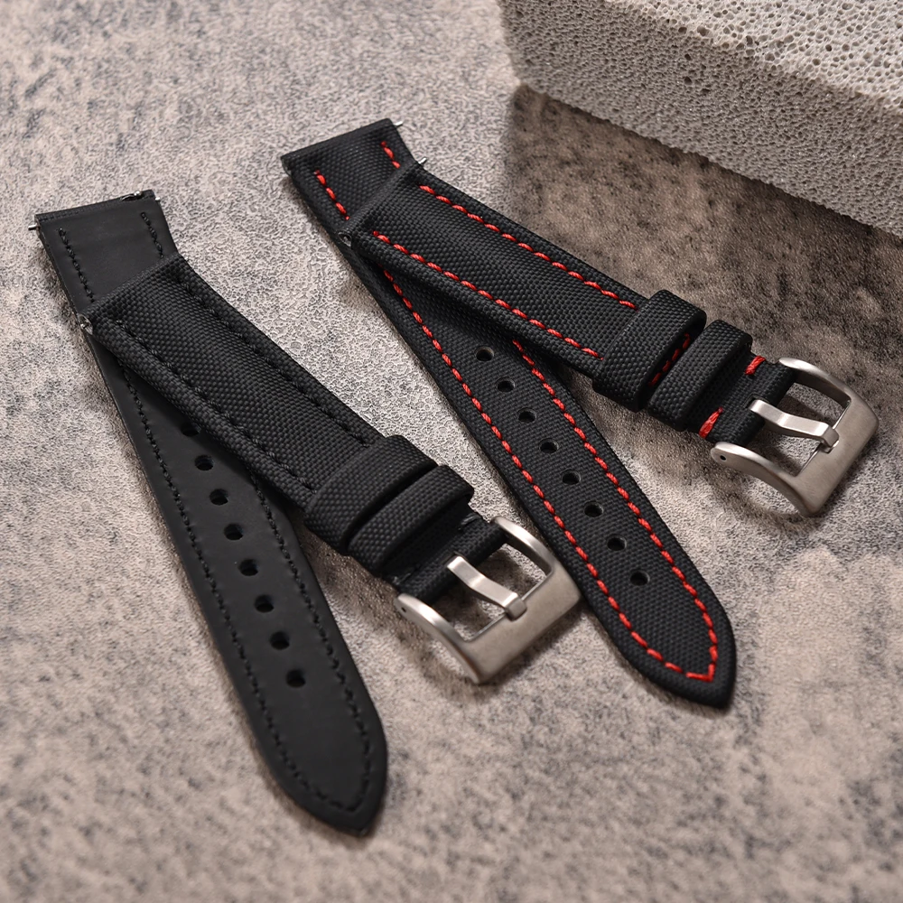 العالمي Sailcloth حزام (استيك) ساعة 18 مللي متر 20mm22mm Sailcloth حزام من الجلد Qucik الإصدار سوار إكسسوارات لأوميغا لحزام Seiko
