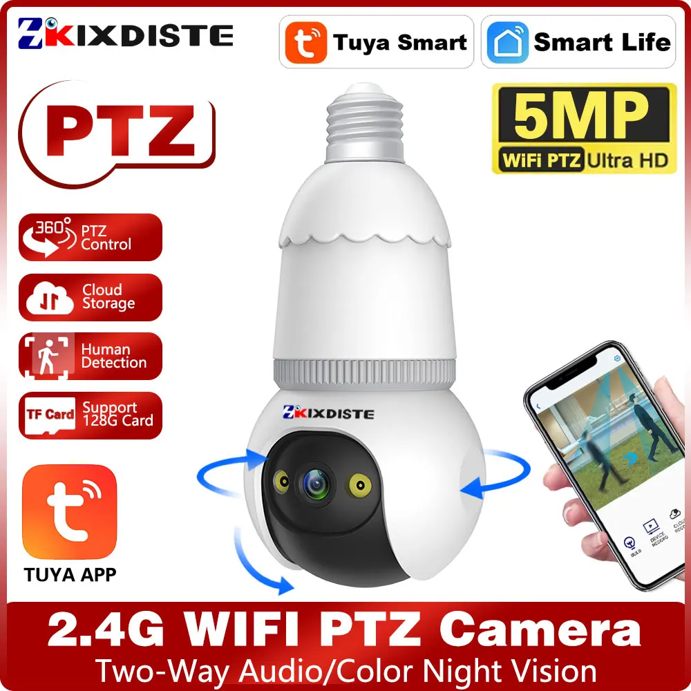 

Tuya Wall Plug In Camera Wifi 360° 5MP Mini Surveillance Home Security Protection Night Vision LED Lamp Light IP Cameras