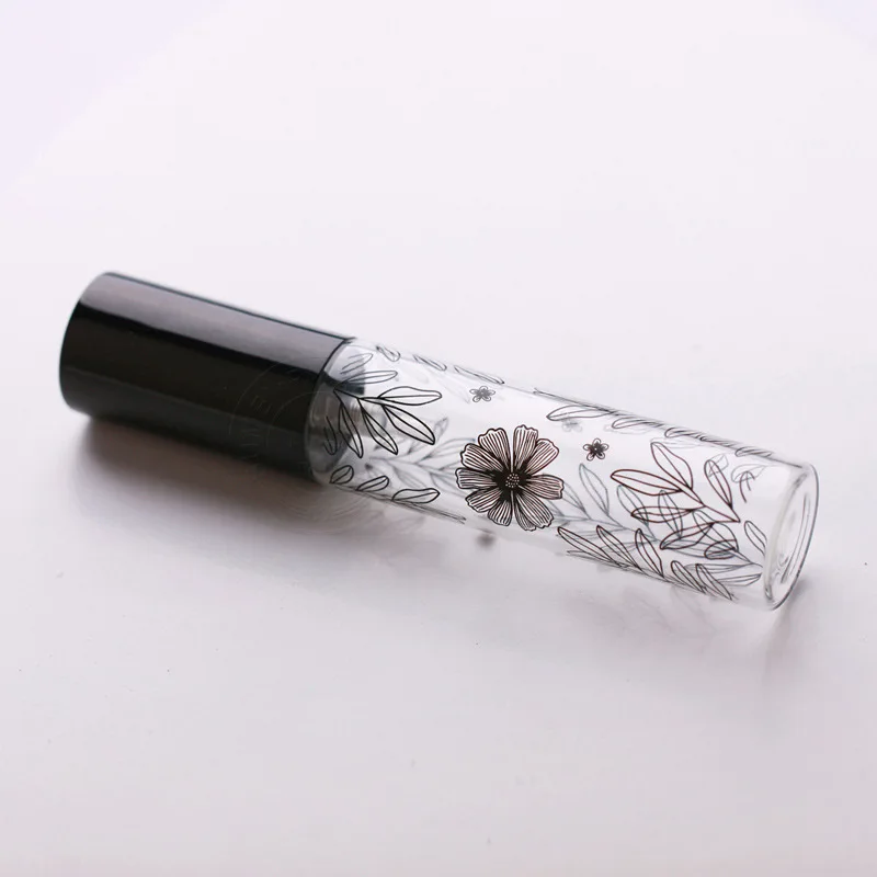 10 ml Glas Mini Parfüm Flasche Druck Blätter Muster mit Zerstäuber Kosmetische Flüssigkeit Nachfüllbare Feine Spray Parfüm Flasche viaje