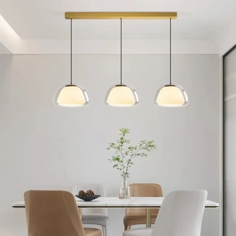 Nordic Glass Pendant Light LED Minimalist Cream Hanging Lamps for Restaurant Living Room Bedroom Study Home Decor Fixtures