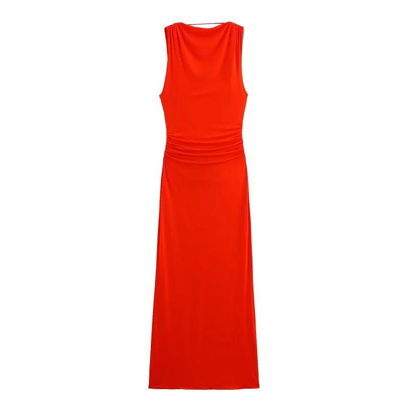 HXAO Czerwone Eleganckie Długie Sukienki 2025 Damskie Wiosenno-Letnie Seksowne Sukienki Dzianinowe w Stylu Vintage Modne Sukienki na Imprezę Wieczorową Bal Studniówkowy Vestidos
