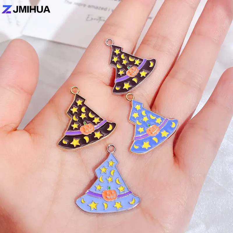 15pcs Enamel Halloween Charms Vampire The Witch Pendants For Jewelry Making Supplies DIY Carnival Party Gifts Accessories