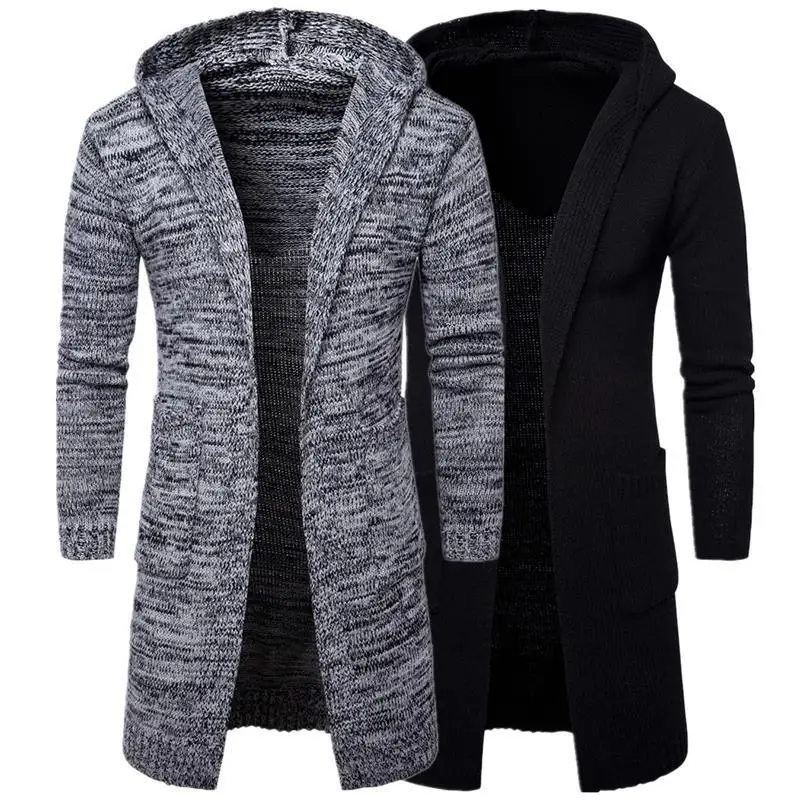 

2025 New Fashion American European Men's Solid Color Casual Trendy Thicken Long Sleeve Loose Knitted Sweater Coat Male Clothes