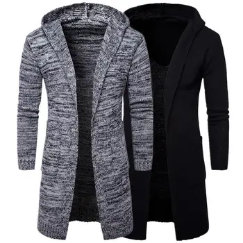 2026 New Fashion American European Men's Solid Color Casual Trendy Thicken Long Sleeve Loose Knitted Sweater Coat Male Clothes