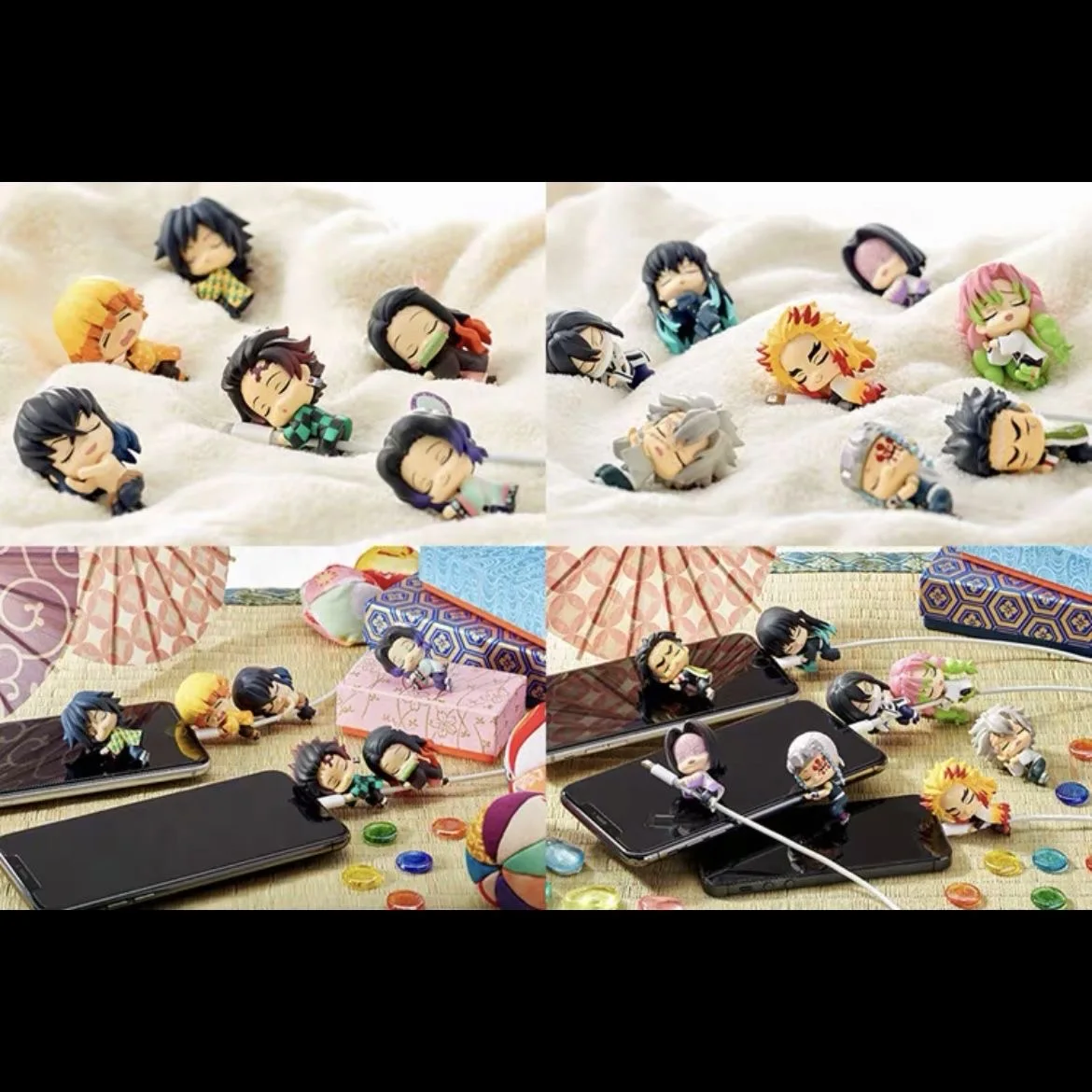 Demon Slayer Kawaii Phone Data Cable Protective Sleeve Anime Figure Kisatsutai USB Cable Bites Ipad Charging Cable Toy Kid Gifts