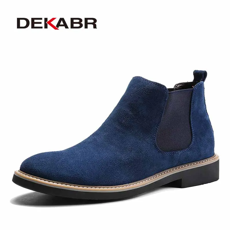 DEKABR Casual Ankle Boots Men Suede Leather Autumn Slip On Fashion Comfortable Non Slip Soft Breathable Shoes