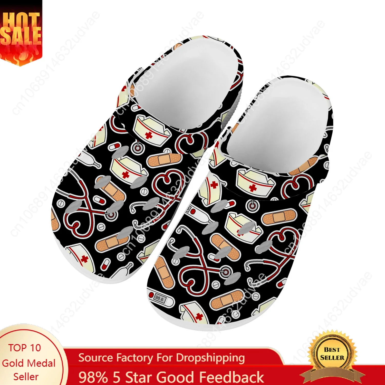 

Nurse Heart Water Shoes Mens Womens Comfortable Fashion Home Garden Clogs Customizd Sandals Beach Breathable Hole Slippers