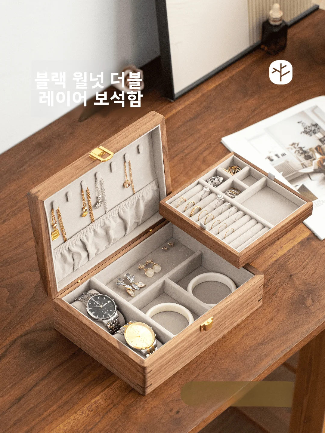 

High End Gold Jewelry Box Wooden Storage Organizer with Lo Vintage Nordic Sle Handmade Woort for Bedroom Use