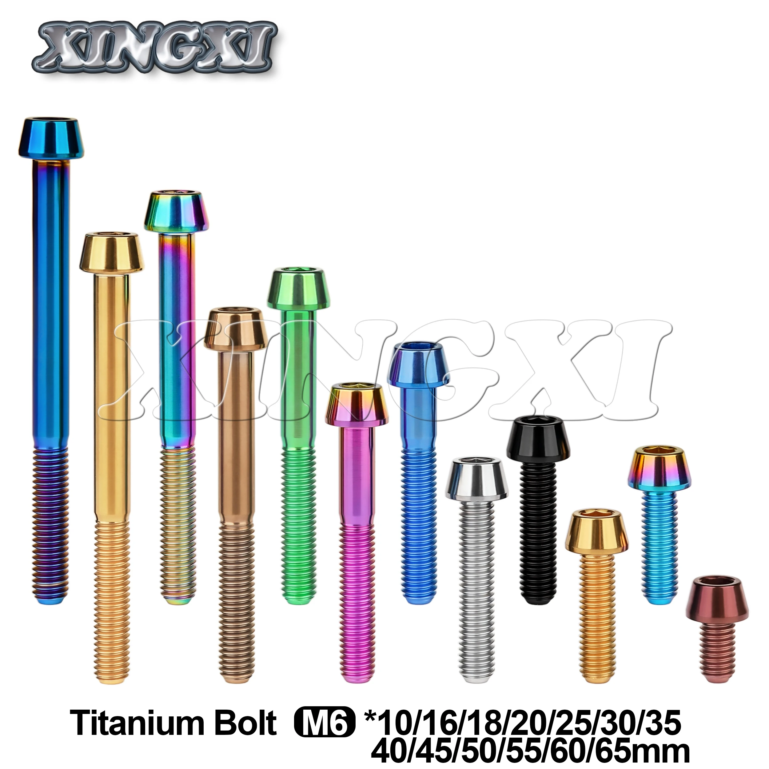 Xingxi Titanium M6x10 16 18 20 25 30 35 40 45 50 55 60 65mm Allen Key Taper Head Screw for Bicycle Headset Brake Bicicleta Bolts